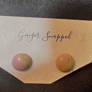 Ginger Snapped Pink & Tan Stud Earrings  Round Posts Soft Girl Core Neutral New